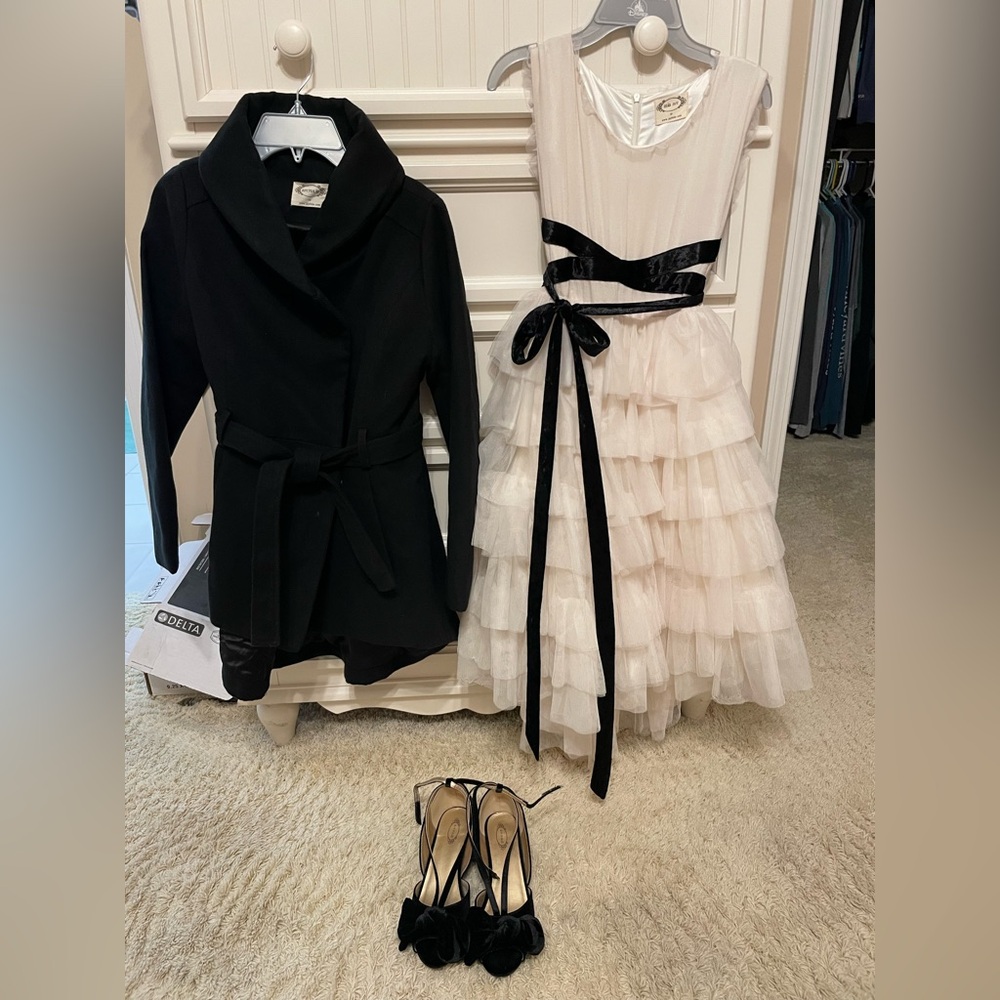 Joyfolie set size 10/12/14 dress, coat, shoes 6Y